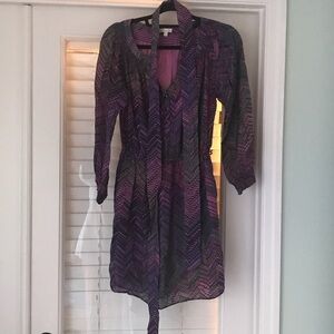 Shoshanna Purple and Pink Long Sleeve Dress